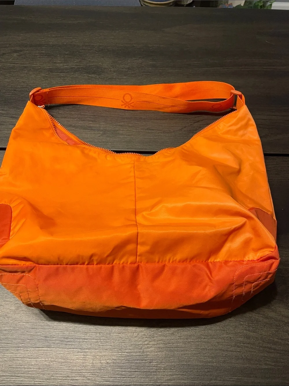 United Colors Of Benetton Orange Nylon Hobo Satchel